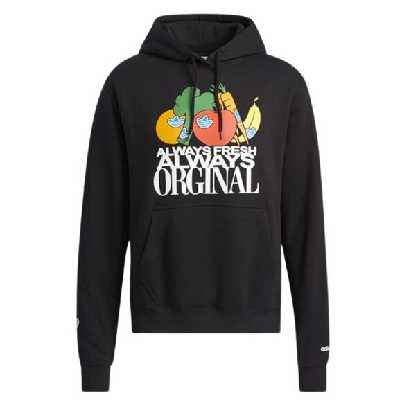 ADIDAS Always Fresh Always Original Hoodie Men M Black Retro Fruits Graphic Unis - Picture 1 of 4